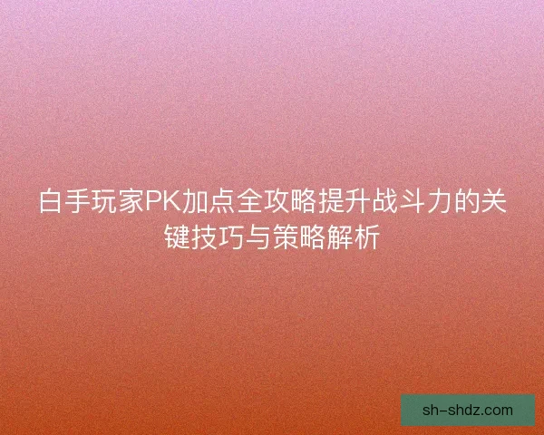 白手玩家PK加点全攻略提升战斗力的关键技巧与策略解析